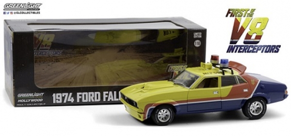 13574  First of the V8 Interceptors (1979) - 1974 Ford Falcon XB 4-Door Sedan M.F.P. - Yellow 1:18